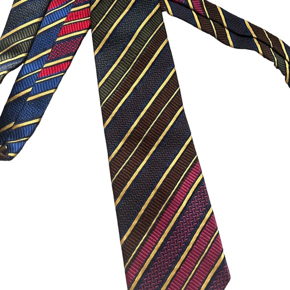 Versace Diagonal Stripe Silk Tie - Picture 3 of 7